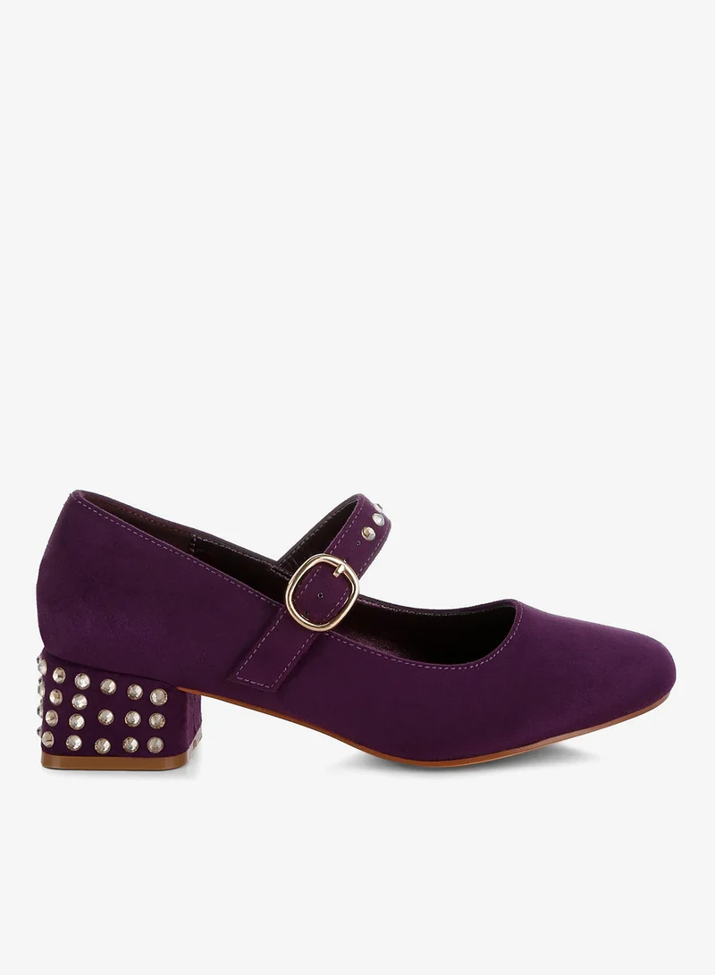 Studded Mary Jane Pumps in Purple