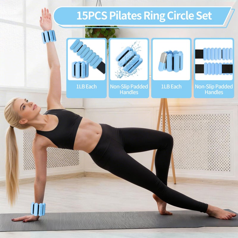 DICYWUDI Pilates Essentials Kit for Home Women, Pilates Equipment for Workouts, 6 Fabric Resistance Bands, 12 Inch Magic Circle Yoga Ring, Mini Exercise Ball, Great Exercise Accessories - Image 4