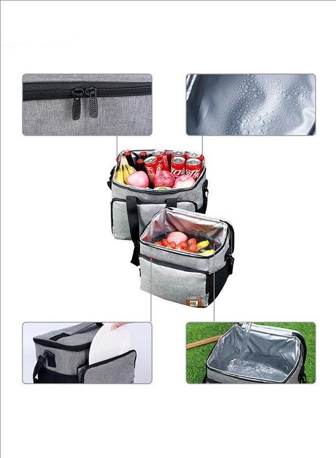BLOOMING TIME Waterproof lunch bag, outdoor insulation cooler bag, picnic large-capacity takeaway box, easy to fold and easy to carry, blue - Image 4