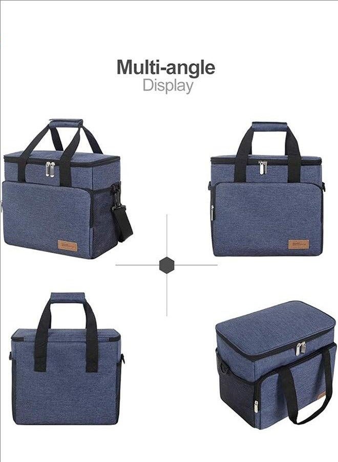 BLOOMING TIME Waterproof lunch bag, outdoor insulation cooler bag, picnic large-capacity takeaway box, easy to fold and easy to carry, blue - Image 5