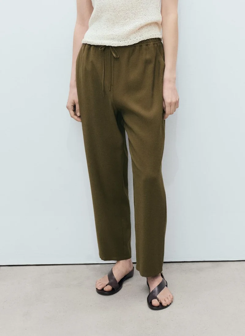 MANGO Drawstring Flowy Trousers