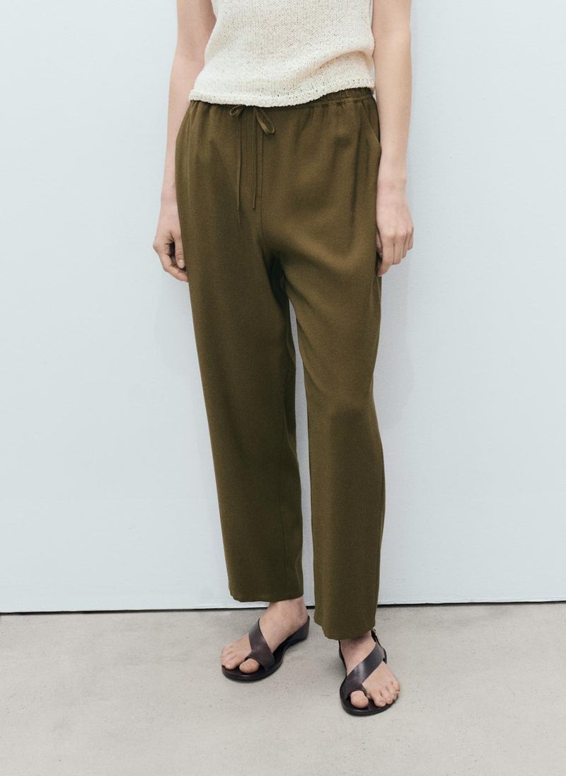 MANGO Drawstring Flowy Trousers  - Image 1