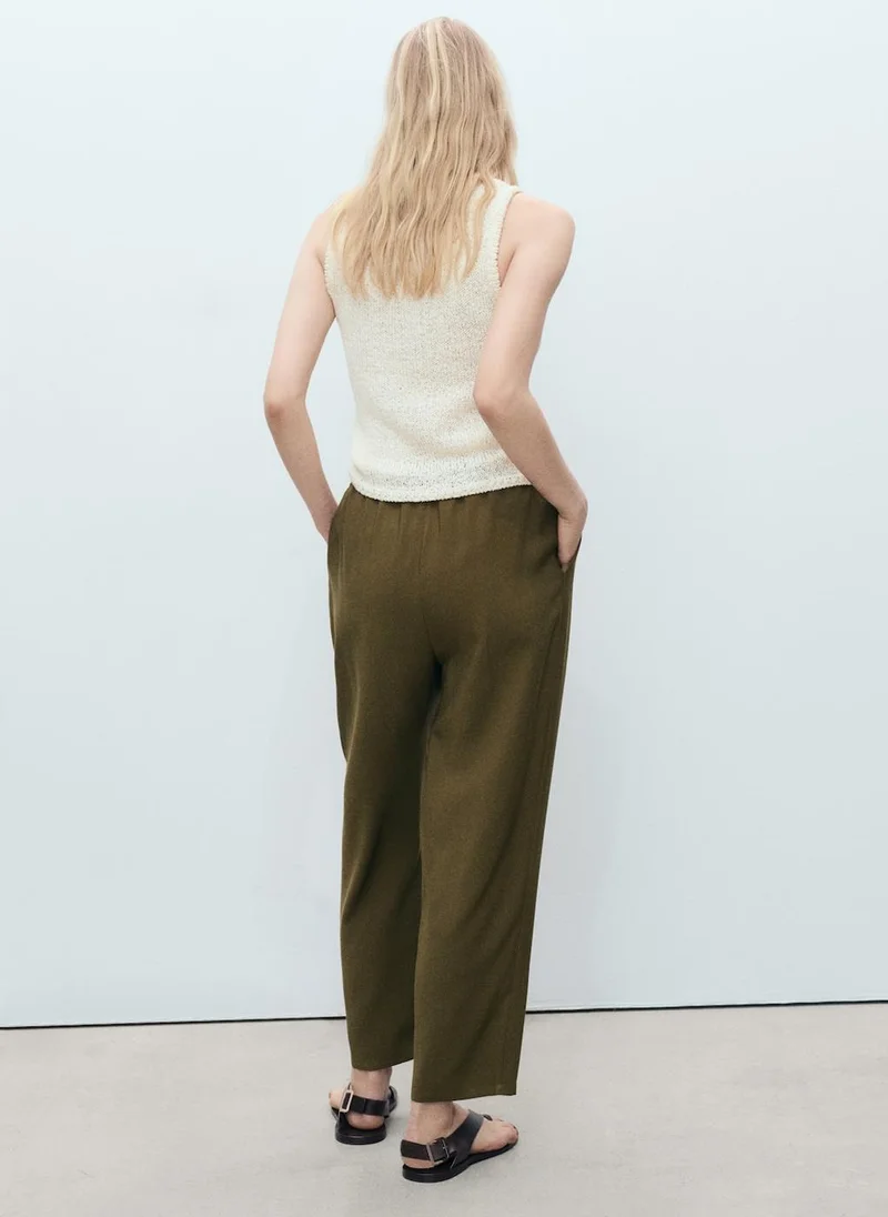 MANGO Drawstring Flowy Trousers