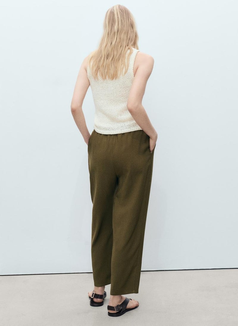 MANGO Drawstring Flowy Trousers  - Image 2