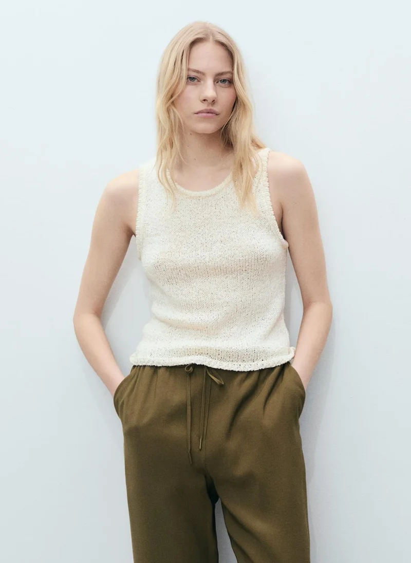 MANGO Drawstring Flowy Trousers