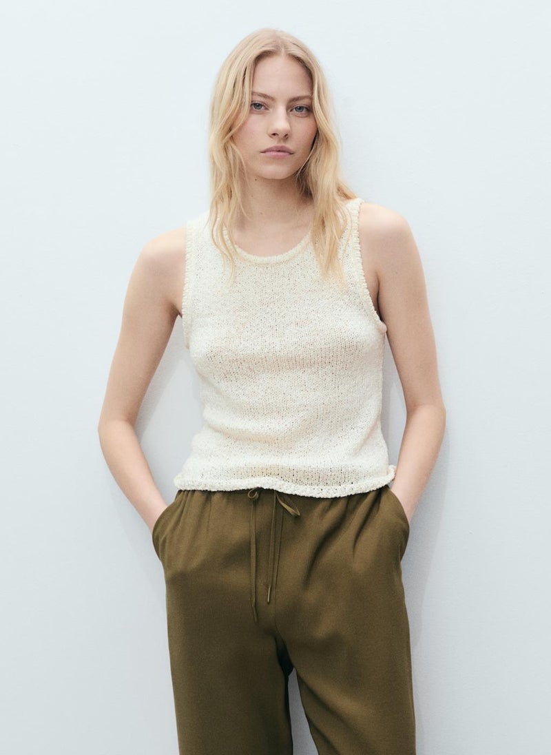 MANGO Drawstring Flowy Trousers  - Image 3