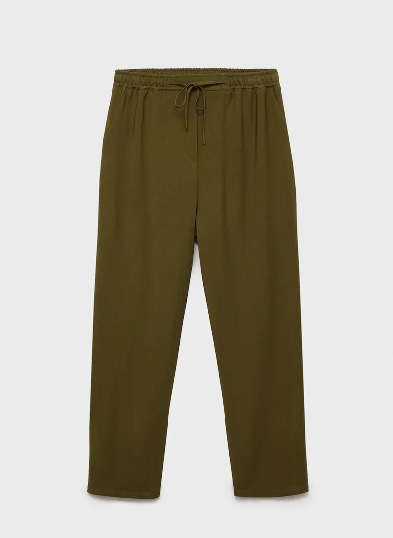 MANGO Drawstring Flowy Trousers