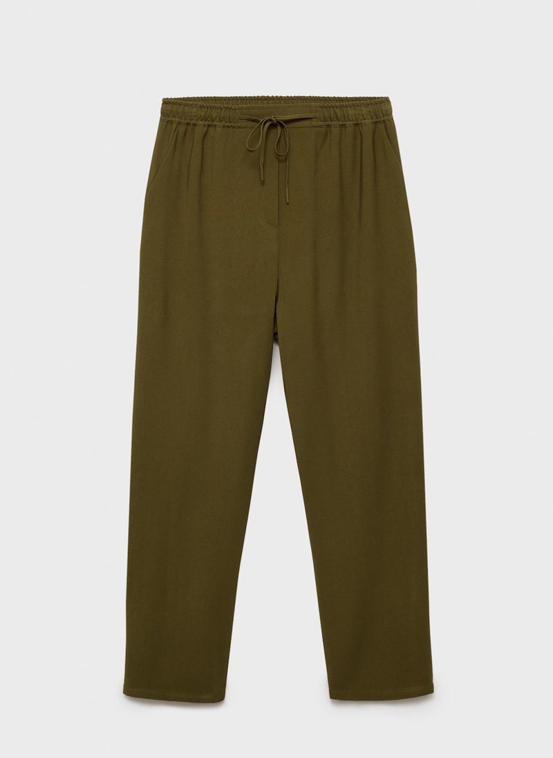 MANGO Drawstring Flowy Trousers  - Image 5