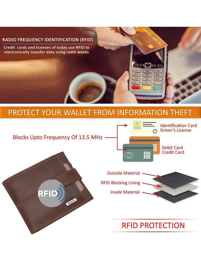 Rigohill RIGOHILL Doger Dark Brown Mens Leather Wallet | Leather Wallet for Men | RFID Mens Wallet  - Image 5