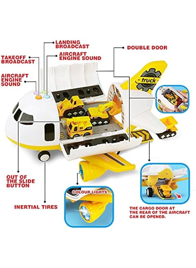 Loquat Construction Airplane Toys,Car Toys Set with Light and Sound，Great Birthday Gifts for 3 4 5 6 Years Old Boys (Medium) - Image 2