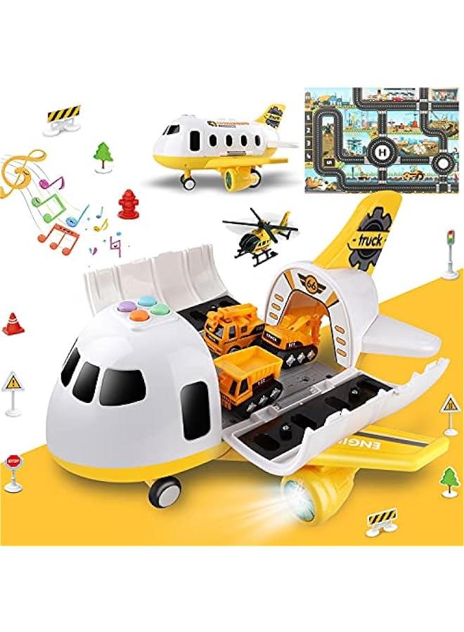 Loquat Construction Airplane Toys,Car Toys Set with Light and Sound，Great Birthday Gifts for 3 4 5 6 Years Old Boys (Medium) - Image 1