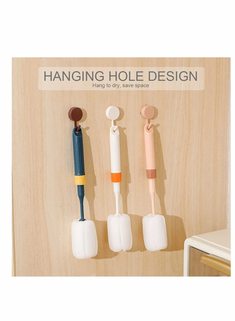 2Pack Bottle Brush, Dishwashing Foam Sponge Adjustable Length from 10 to 13in, Long Handle Cleaning Brushes, for Baby Bottle, Kitchen Clean Glasses, Mugs Cups (Pink and Green）  - Image 4
