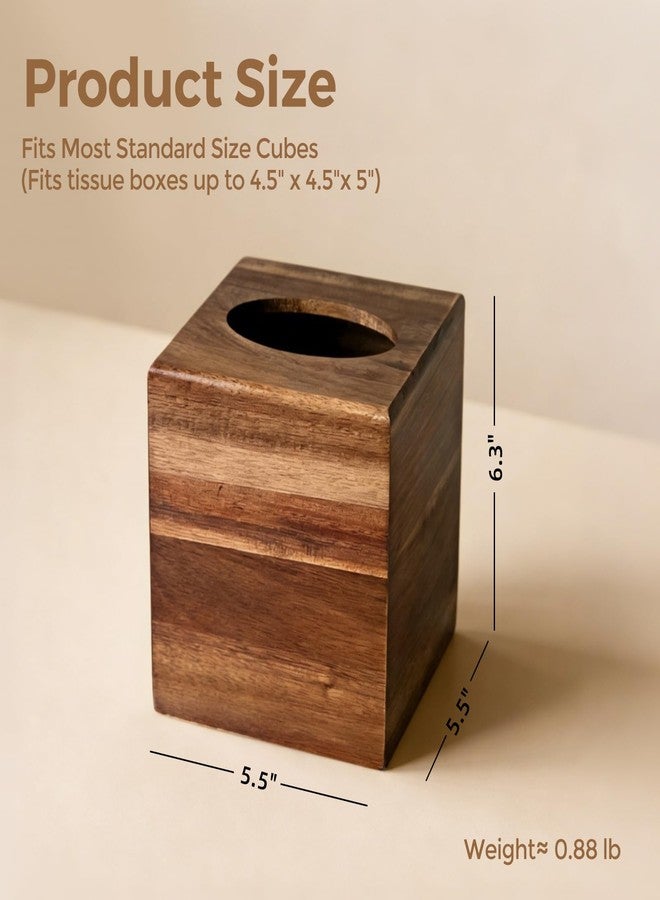 S310 Acacia Wood Tissue Box Cover, Square Tissue Box Holder with Slide-Out Bottom, Wooden Cube Tissue Covers Tissue Holders for Bathrooms Office Kitchen - Image 4