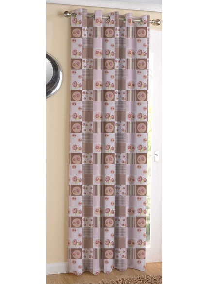 AIRWILL AIRWILL Cotton Check Flower Designed Blackout and Room Darkening 5ft Window Curtains Pack of 1 pc Floral PinkGrey 