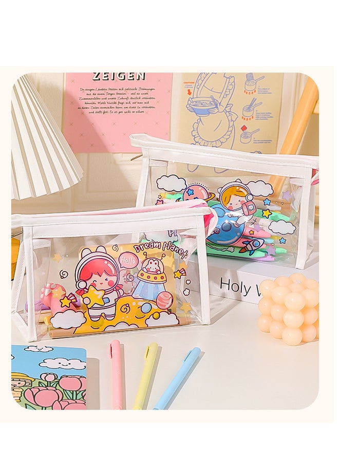 Cartoon Transparent Pen Bag Girls Large Capacity Storage Bag Makeup Bag - Image 3