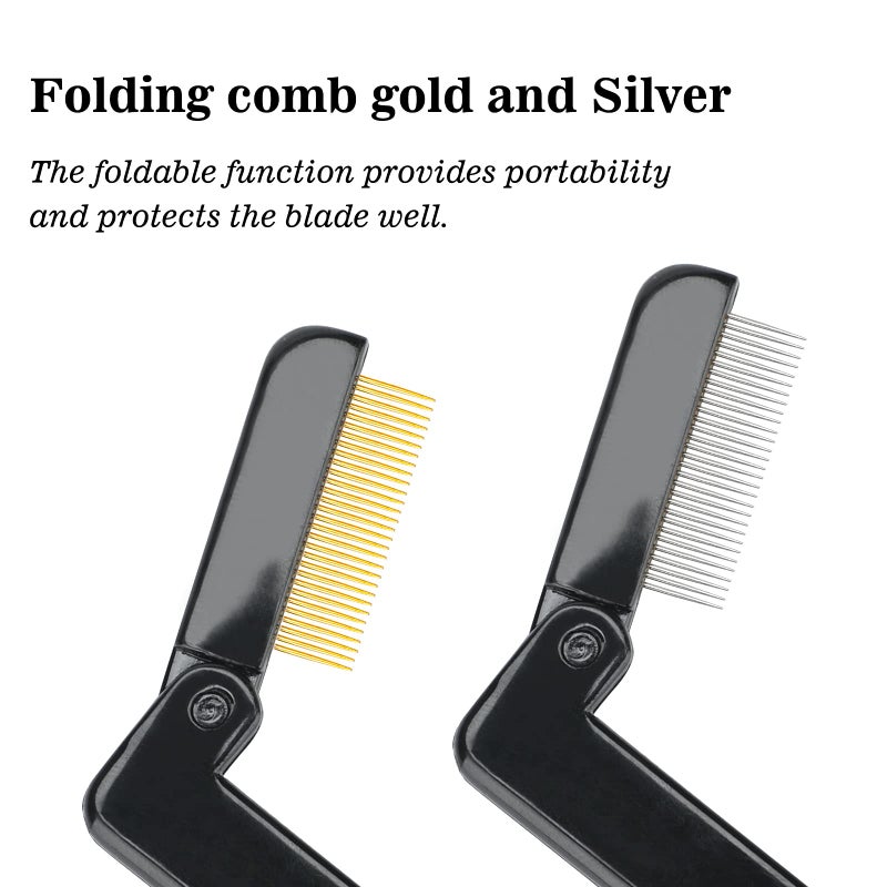 G2PLUS 2PCS Folding Eyelash Comb, Eyelash Separator Tool, Black Eyebrow Comb Metal Teeth, Eyelash Brush Tool for Lash & Brow - Image 4