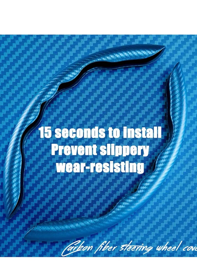 New Carbon Fiber Anti-Skid Pattern Steering Wheel Cover for Women Man, Segmented Steering Wheel Protector, Safe and Non-Slip Car Accessory, Universal Fit 99% Car Wheel Protector (Sapphire Bule) - Image 4