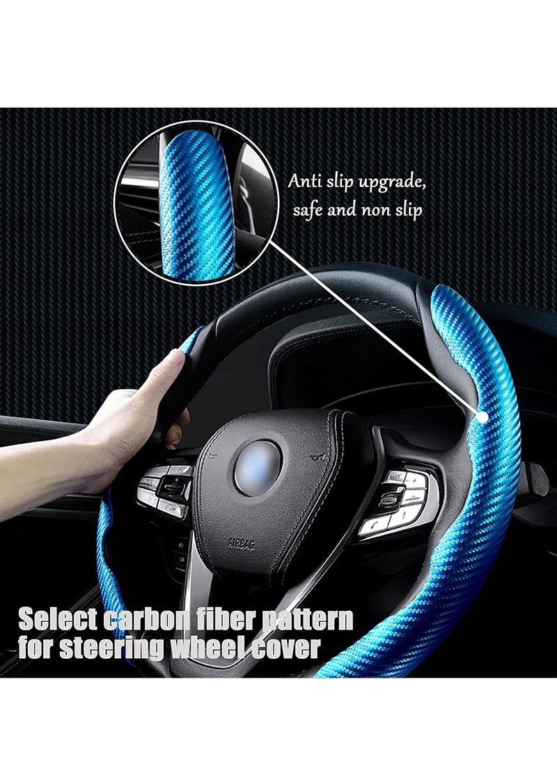 New Carbon Fiber Anti-Skid Pattern Steering Wheel Cover for Women Man, Segmented Steering Wheel Protector, Safe and Non-Slip Car Accessory, Universal Fit 99% Car Wheel Protector (Sapphire Bule) - Image 3