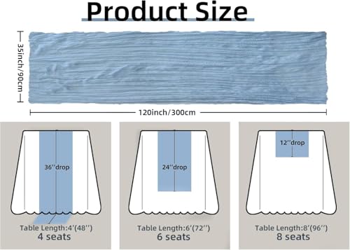 FEXIA Dusty Blue Cheesecloth Table Runner Boy Baby Shower Wedding Decorations Spring Gauze Table Runner for Bridal Shower Party Winter Wonderland Decoration 35x120 Inches - Image 3