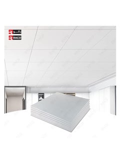 RACO RACO Decorative Gypsum False Ceiling Tile | Ultra-Thin 595x595x7mm Design | Pack of 8 Pcs White Floral, Item Code 573  - Image 4