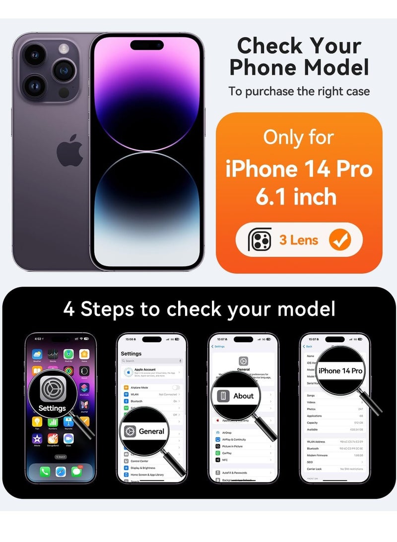 ثسؤشسث غطاء مغناطيسي لهاتف آيفون 14 برو (6.1 بوصة) متوافق مع MagSafe [حماية كاملة للكاميرا]، غطاء حماية شفاف غير لامع ونحيف مقاوم للصدمات، أسود - Image 2