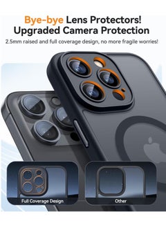 ESCASE Magnetic Cover for iPhone 14 Pro (6.1 Inches) MagSafe Compatible [Full Camera Protection], Translucent Matte Slim Protective Shockproof Case, Black  - Image 3