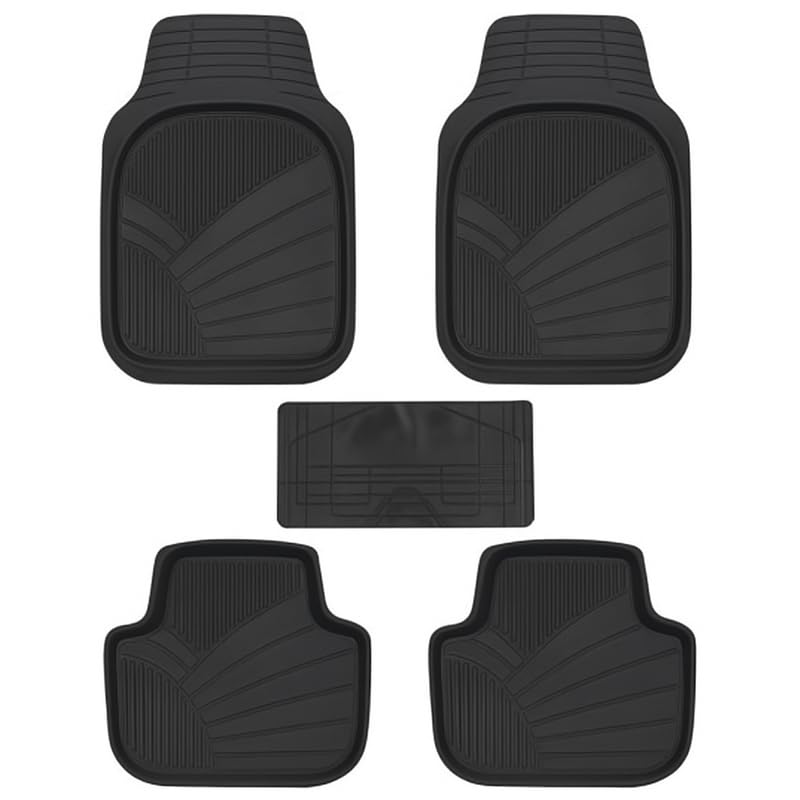 Edgeflex Universal fit 5-Piece Rubber Car Mat Set for Verna 2023-2025– Heavy-Duty All-Weather Smart Fit Floor Mats (Black) - Image 1
