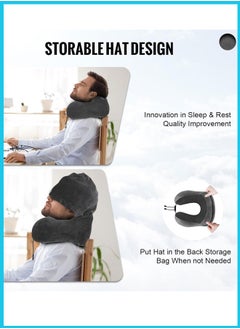 Berma Baby Travel Pillow, Neck Pillow for Travel with Hood for Airplane, Velvet Memory Foam Neck Pillow Adult Head & Neck Support, for Long Flights Plane, Office, Cars Sleeping & Rest (Black)  - Image 3