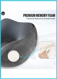 Berma Baby Travel Pillow, Neck Pillow for Travel with Hood for Airplane, Velvet Memory Foam Neck Pillow Adult Head & Neck Support, for Long Flights Plane, Office, Cars Sleeping & Rest (Black)  - Image 5