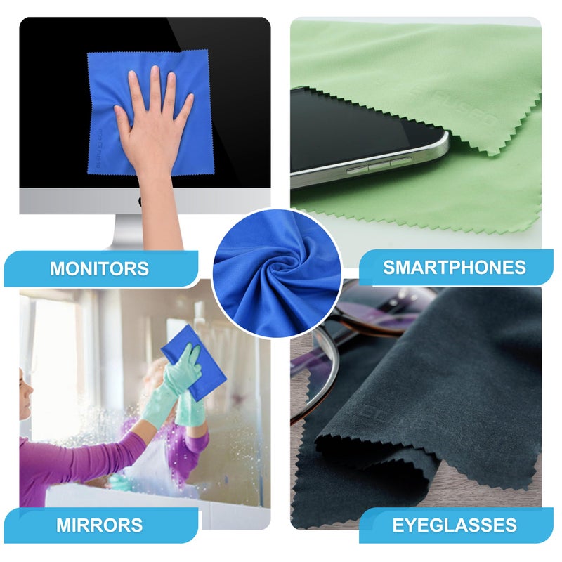 ECO-FUSED Eco-Fused Microfiber Cleaning Cloth - 8 x 8 Inch Microfiber Cloth - Pack of 5 Lens Cleaning Cloth Wipes - Cleaning Cloth for Glasses, Eyeglasses, Camera Lens & Phones  - Image 5