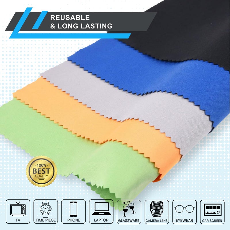 ECO-FUSED Eco-Fused Microfiber Cleaning Cloth - 8 x 8 Inch Microfiber Cloth - Pack of 5 Lens Cleaning Cloth Wipes - Cleaning Cloth for Glasses, Eyeglasses, Camera Lens & Phones  - Image 4