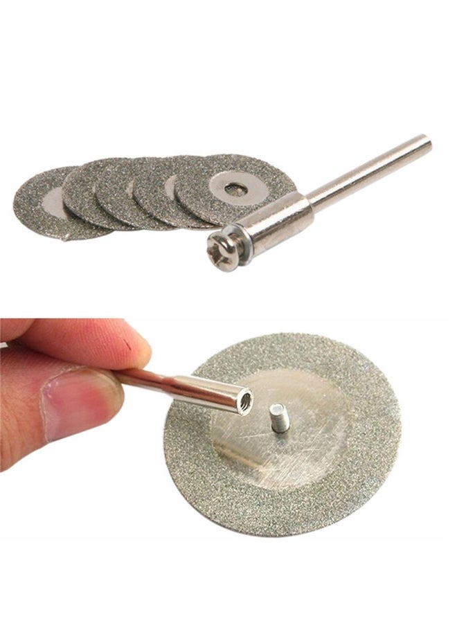 5 Pcs 22mm Emery Diamond Cutting Blades Drill Bit +1 Mandrel For Dremel Set Wd  - Image 3