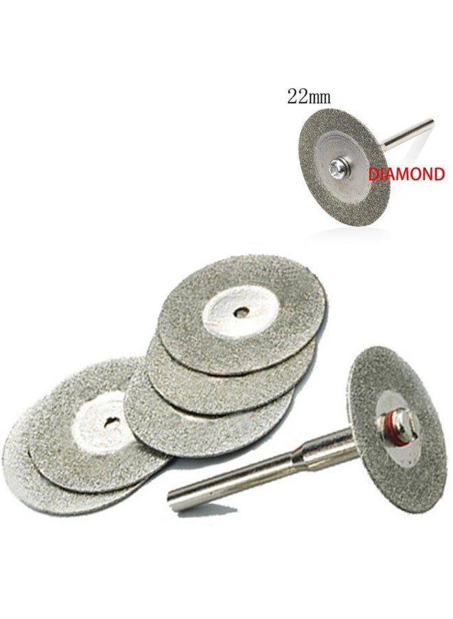 5 Pcs 22mm Emery Diamond Cutting Blades Drill Bit +1 Mandrel For Dremel Set Wd  - Image 4