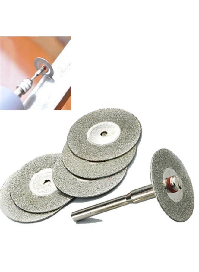 5 Pcs 22mm Emery Diamond Cutting Blades Drill Bit +1 Mandrel For Dremel Set Wd  - Image 1