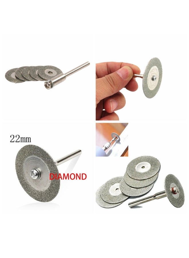 5 Pcs 22mm Emery Diamond Cutting Blades Drill Bit +1 Mandrel For Dremel Set Wd  - Image 5