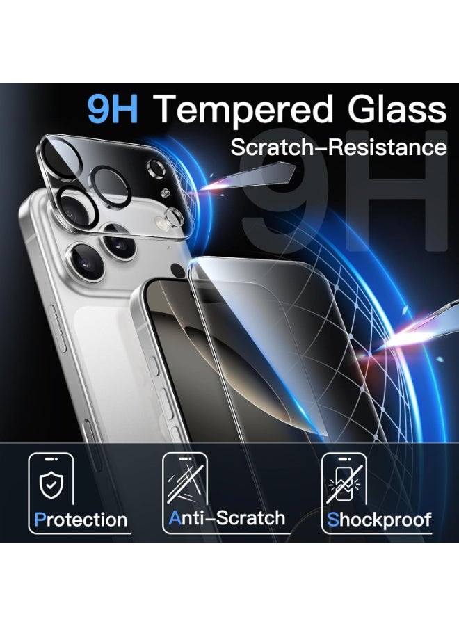 YJS iPhone 17 Pro Max Case with 2-Pack Each Ultra HD 9D Tempered Glass and Camera Lens Protectors 5 in 1 Pack Non-Yellowing Shockproof Phone Cover For iPhone 17 Pro Max 6.9-inch - Image 4