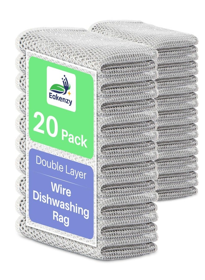 Eakenzy Non Scratch Wire Dishcloth, Multipurpose Wire Dishwashing Rag for Wet and Dry, Steel Cloth for Washing Dishes, Rust Removal Cleaning Cloth Kitchen, No Odor, Double Layer, 20 Pack - Image 1