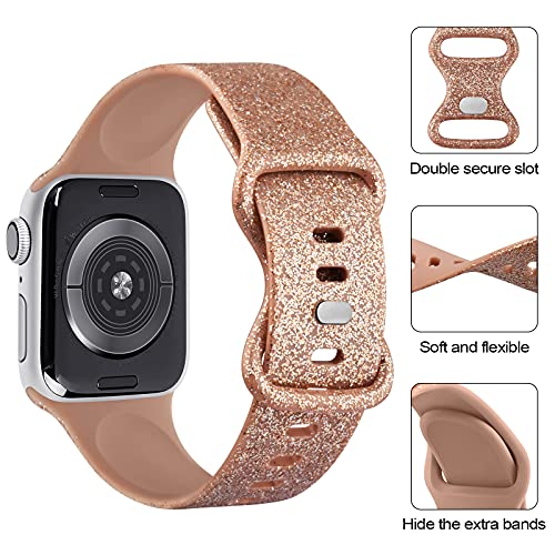 Tobfit Watch Strap Compatible for Apple Watch Series 8 7 6 5 4 3 2 1 SE 45mm 44mm 42mm 41mm 40mm (Watch Not Included), Smartwatch band for Men Women, Strap for iWatch 8 7 6 5 4 3 2 1(38mm Shiny gold) - Image 2