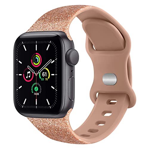 Tobfit Watch Strap Compatible for Apple Watch Series 8 7 6 5 4 3 2 1 SE 45mm 44mm 42mm 41mm 40mm (Watch Not Included), Smartwatch band for Men Women, Strap for iWatch 8 7 6 5 4 3 2 1(38mm Shiny gold) - Image 1