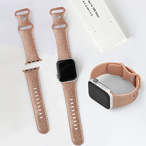 Tobfit Watch Strap Compatible for Apple Watch Series 8 7 6 5 4 3 2 1 SE 45mm 44mm 42mm 41mm 40mm (Watch Not Included), Smartwatch band for Men Women, Strap for iWatch 8 7 6 5 4 3 2 1(38mm Shiny gold) - Image 3