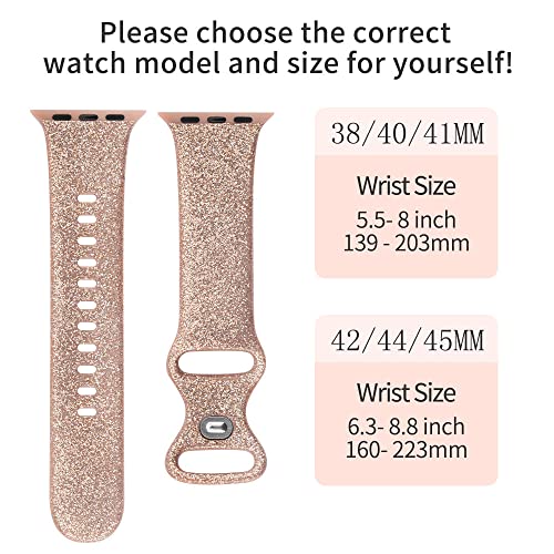 Tobfit Watch Strap Compatible for Apple Watch Series 8 7 6 5 4 3 2 1 SE 45mm 44mm 42mm 41mm 40mm (Watch Not Included), Smartwatch band for Men Women, Strap for iWatch 8 7 6 5 4 3 2 1(38mm Shiny gold) - Image 4