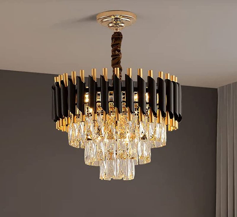 Virya metal Chandelier for Living Room Modern Ceiling Light Jhumar for Hall Light for Living Room (Black, 400mm) - Image 2