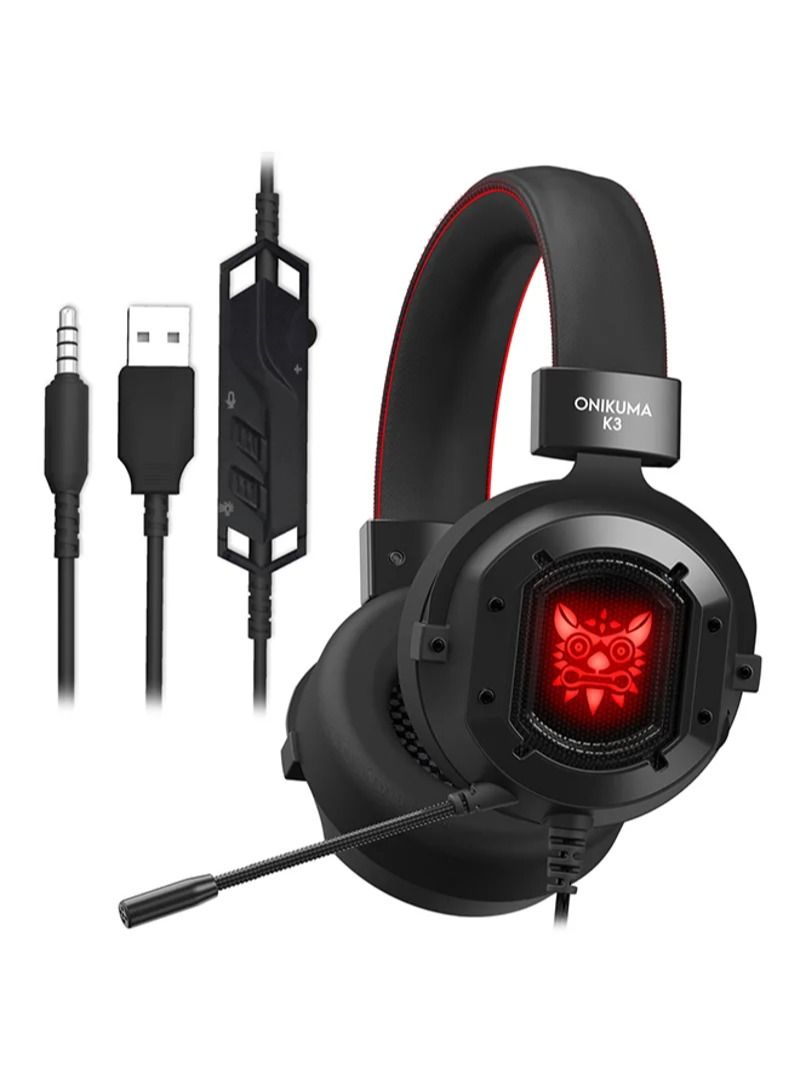 onikuma Gaming Headset LED Over-Ear Wired With Mic for PlayStation 4/Xbox/PC - Image 3