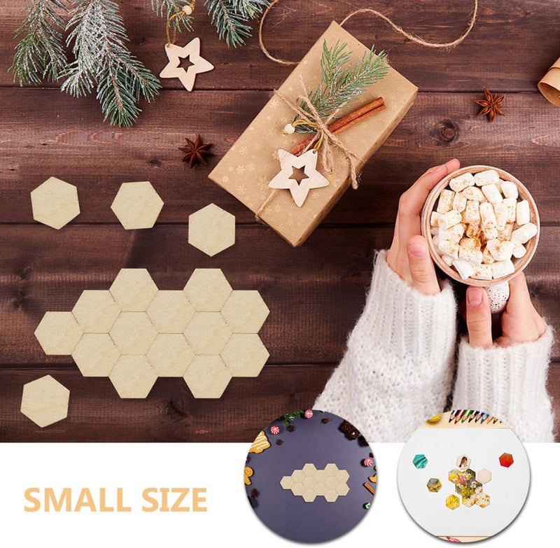 Healifty 400pcs Wooden Hexagon Tiles 12.5mm Unfinished Woodcraft Ornaments for DIY Painting and Home Decoration, Hexagon Craft Supplies for Artists and Photography Backgrounds - Image 3
