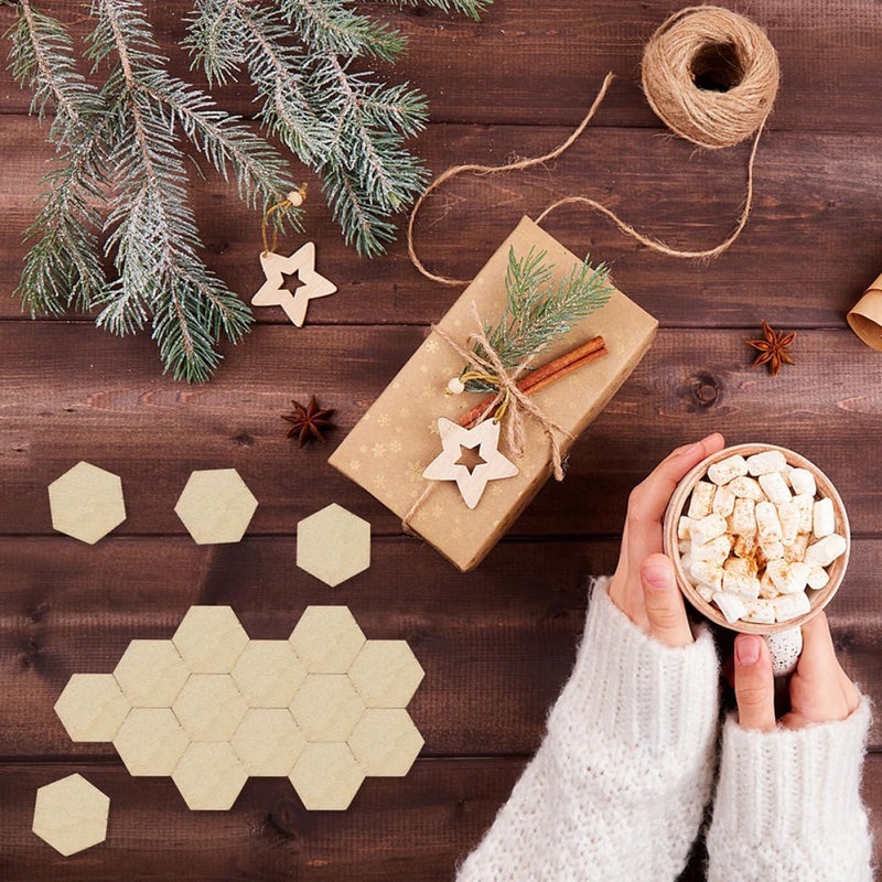 Healifty 400pcs Wooden Hexagon Tiles 12.5mm Unfinished Woodcraft Ornaments for DIY Painting and Home Decoration, Hexagon Craft Supplies for Artists and Photography Backgrounds - Image 5