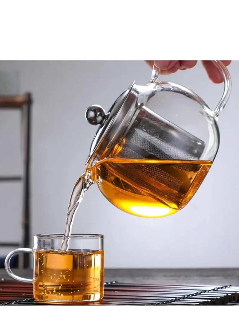 1Chase Borosilicate Glass Teapot With Stainless Steel Infuser and Lid 1300 ML