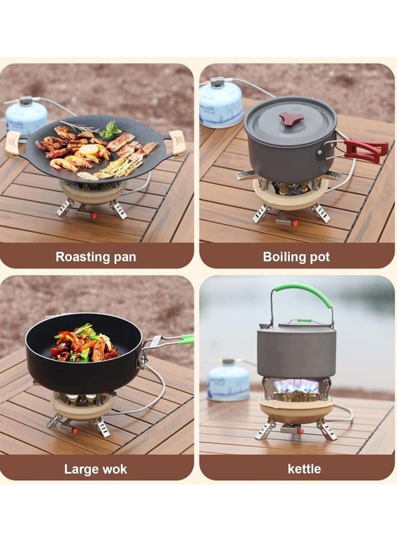 مواقد التخييم، موقد غاز محمول بخمسة شعلات مع خرطوم غاز ممتد وحقيبة حمل - مثالي للتخييم والسفر والمغامرات الخارجية - Image 3