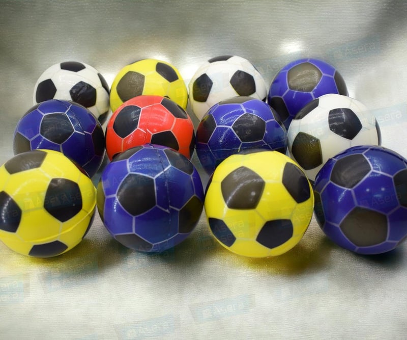 Asera 12 قطعة كرات إسفنجية ناعمة مطبوعة بتصميم كرة القدم خفيفة الوزن - هدايا عيد ميلاد للأطفال (مجموعة كرة القدم من 12) - Image 2