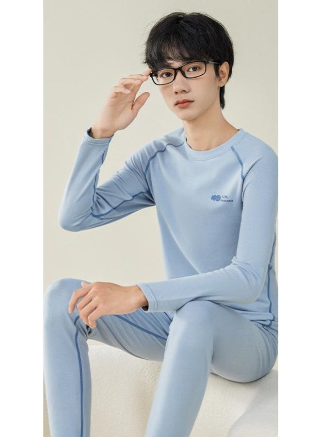 NIBEMINENT Teenage Modal Sweater and Pants for Middle School Boys - Warm Underwear Set for Boys Aged  Cotton Material for Autumn and Winter - Image 1