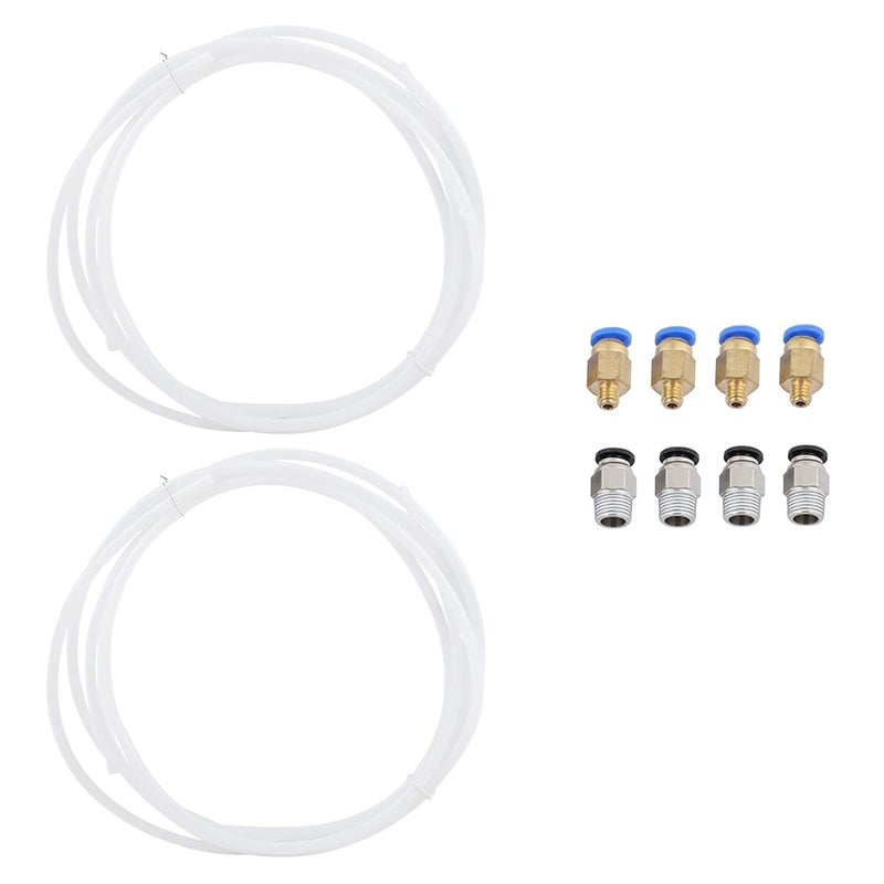 Focket PTFE PTEE Tube 3D Printer Accessories for 1.75mm PLA ABS 3D Printers, 2*PTFE Tube 4*PC4 M6 Fitting+4*PC4 M10 Fitting for Easy Installation - Image 3